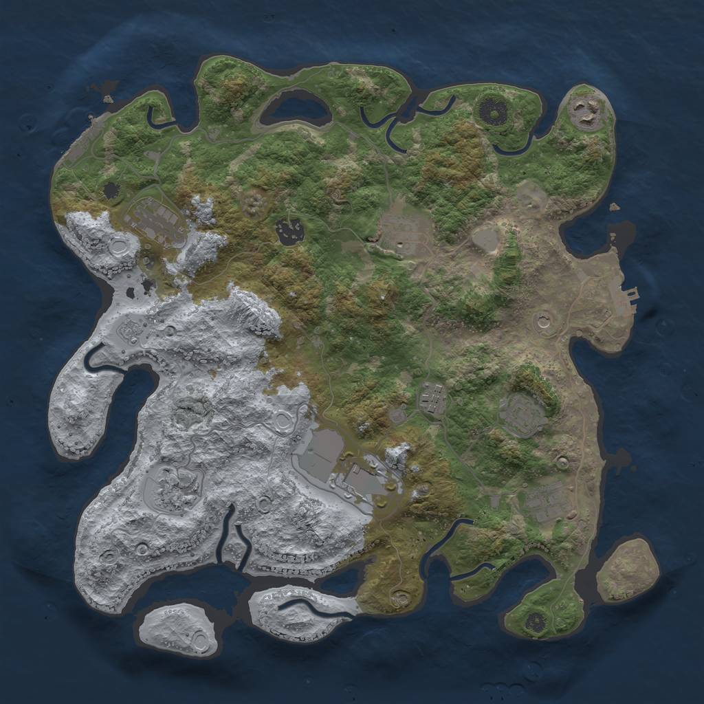 Rust Map: Procedural Map, Size: 3700, Seed: 623553761, 18 Monuments
