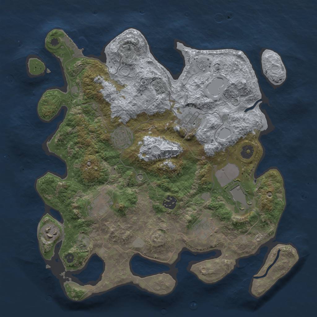 Rust Map: Procedural Map, Size: 3500, Seed: 683757129, 16 Monuments