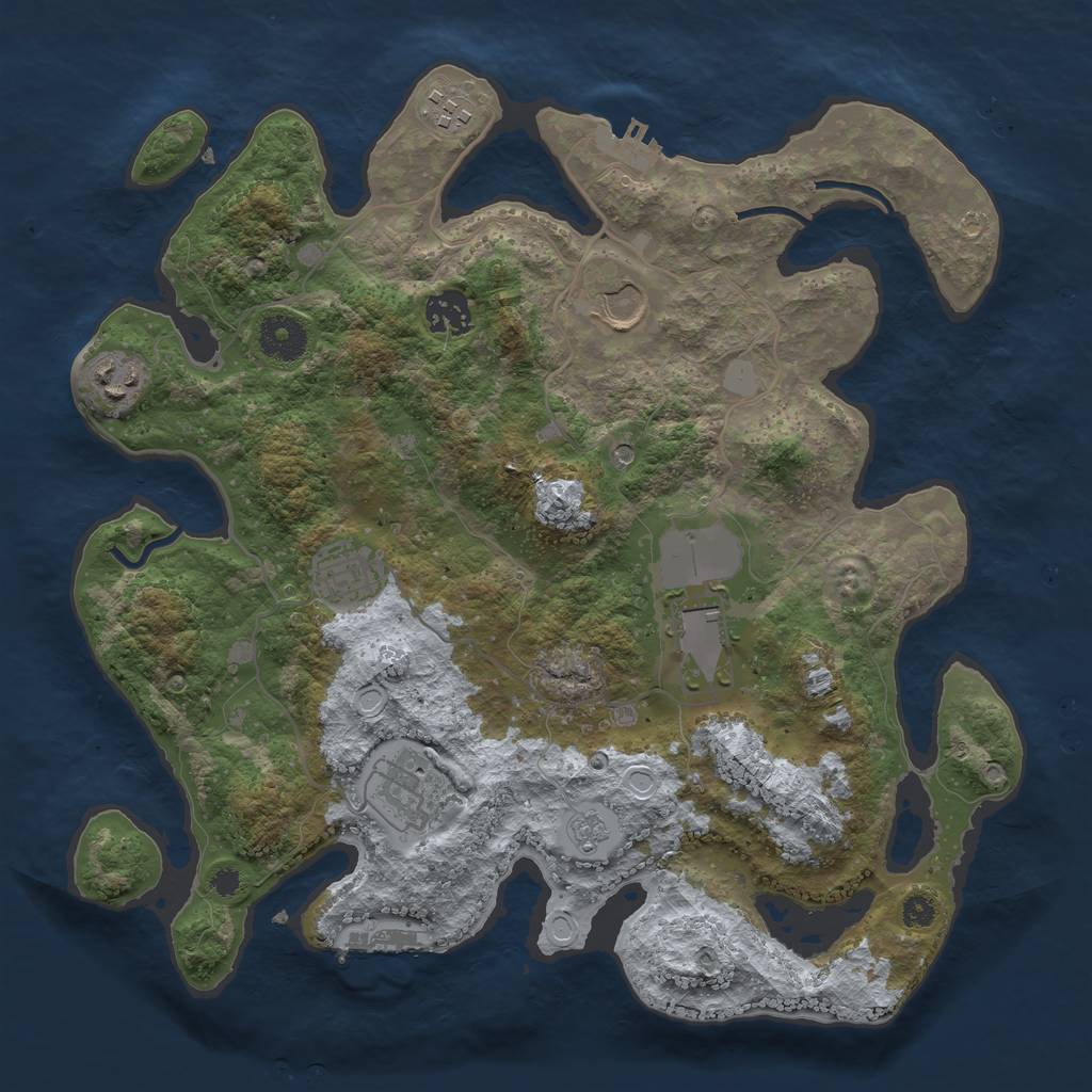 Rust Map: Procedural Map, Size: 3500, Seed: 682175704, 16 Monuments