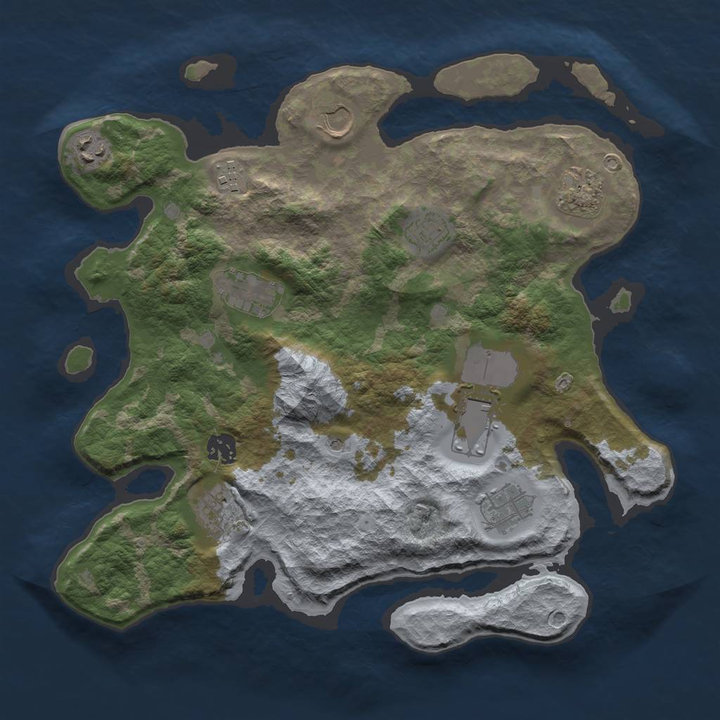 Rust Map: Barren, Size: 3500, Seed: 1319150315, 13 Monuments
