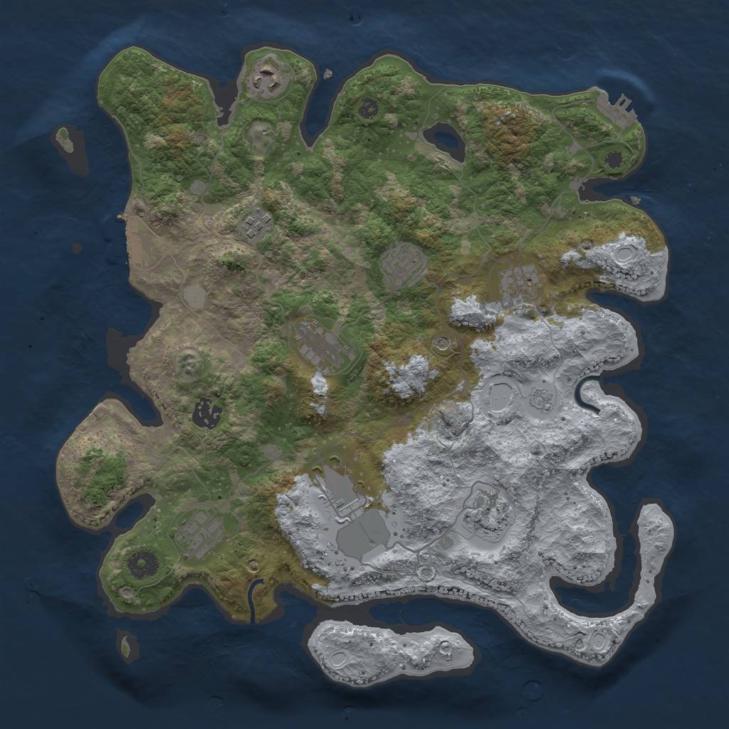 Rust Map: Procedural Map, Size: 3700, Seed: 22541246, 18 Monuments