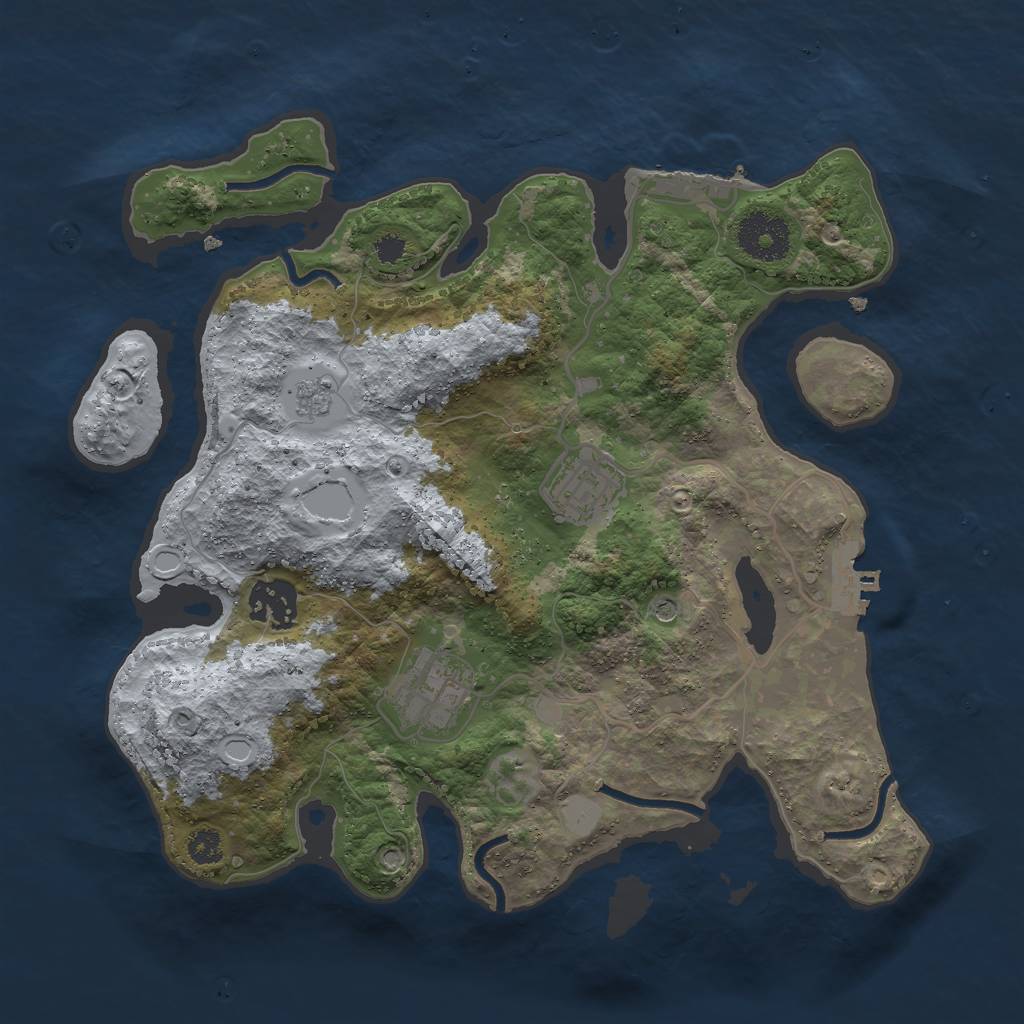 Rust Map: Procedural Map, Size: 3000, Seed: 24915409, 12 Monuments