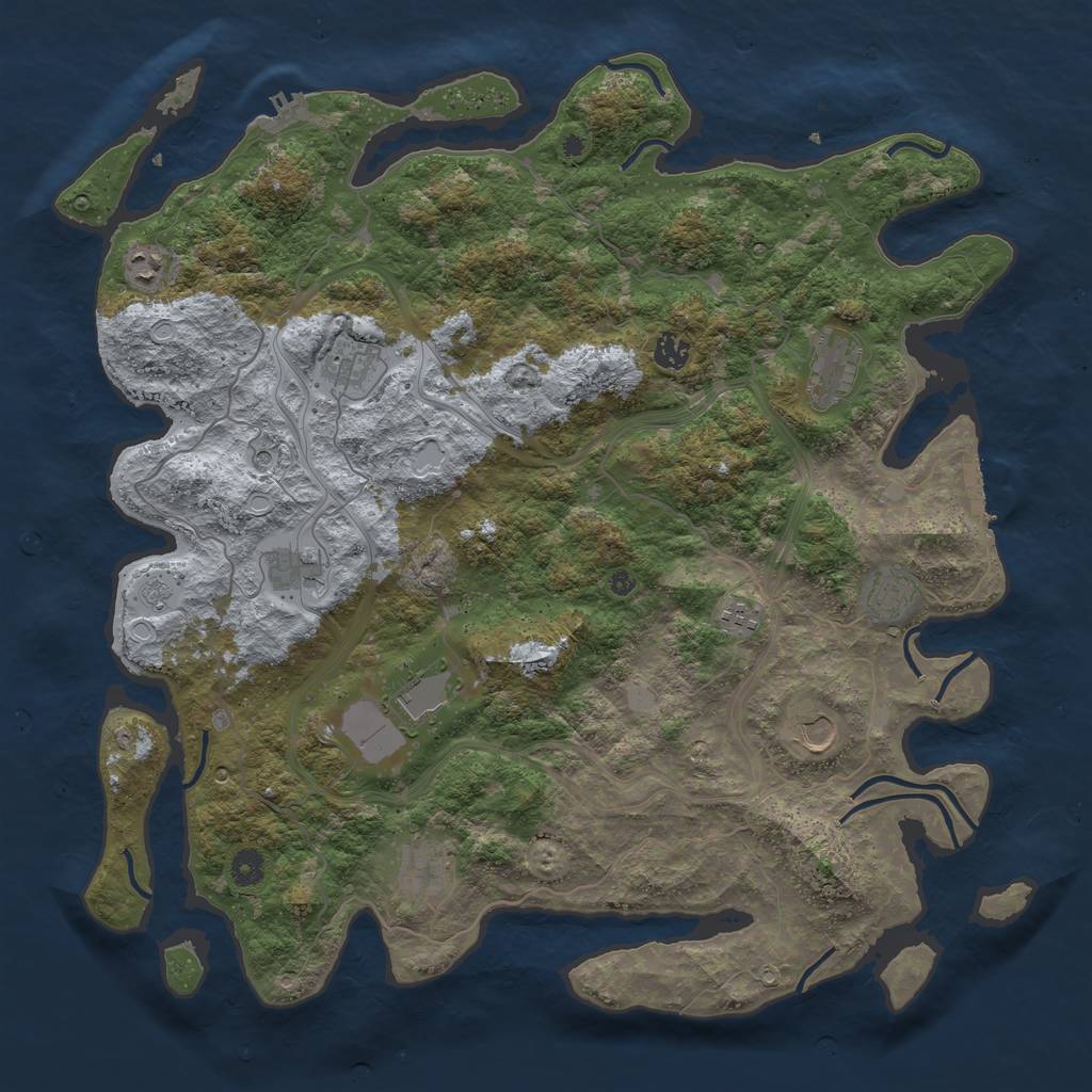 Rust Map: Procedural Map, Size: 4500, Seed: 994367176, 19 Monuments