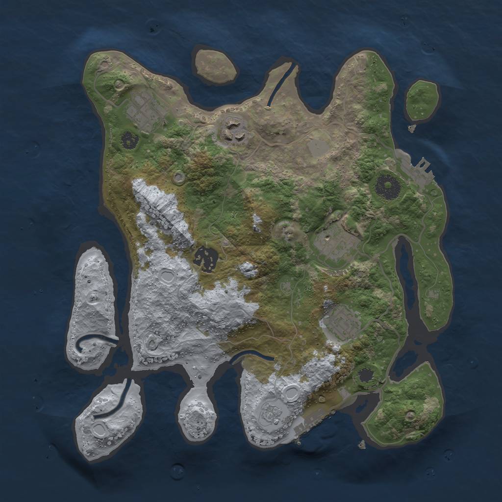 Rust Map: Procedural Map, Size: 3000, Seed: 249375, 13 Monuments