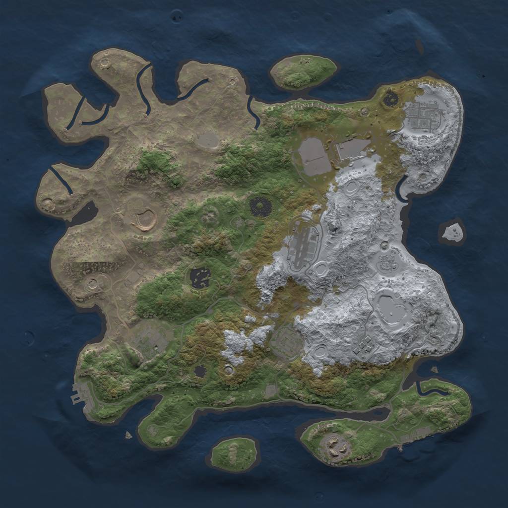 Rust Map: Procedural Map, Size: 3500, Seed: 69769126, 18 Monuments