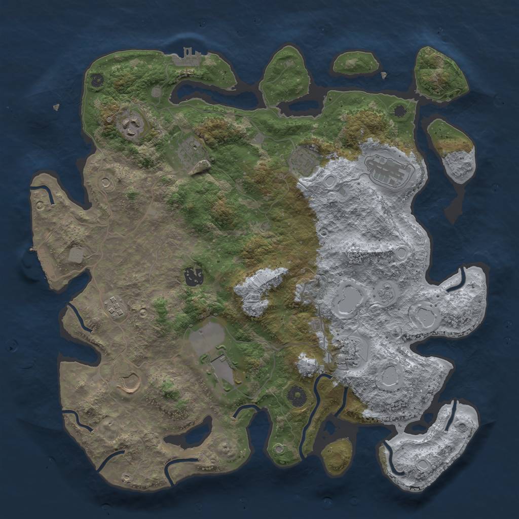 Rust Map: Procedural Map, Size: 3900, Seed: 3166752, 18 Monuments