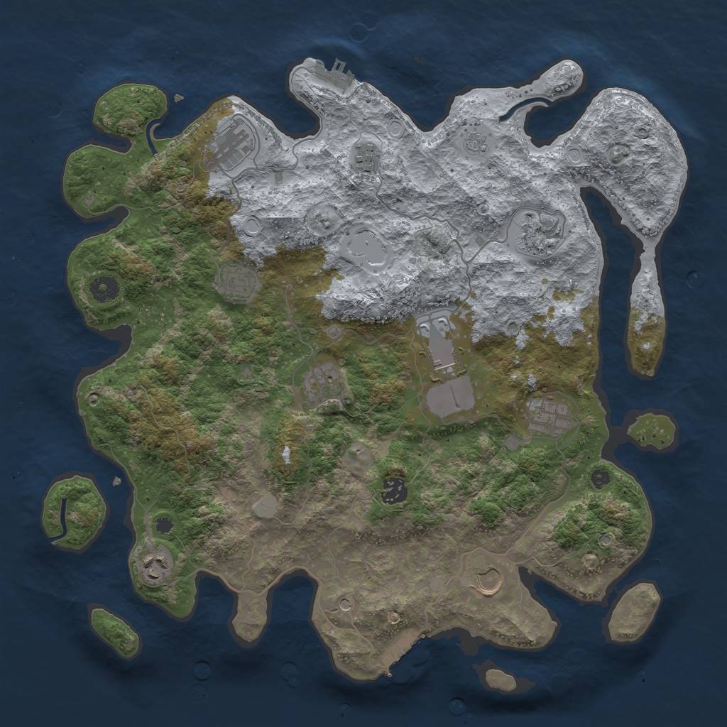 Rust Map: Procedural Map, Size: 3950, Seed: 70072794, 19 Monuments