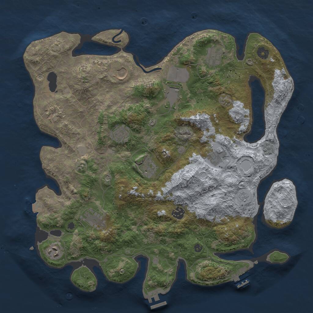 Rust Map: Procedural Map, Size: 3850, Seed: 1759403, 17 Monuments