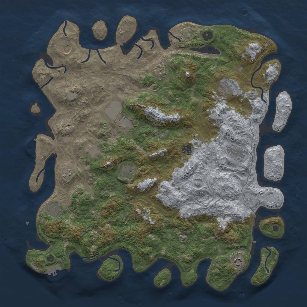 Rust Map: Procedural Map, Size: 4600, Seed: 608435, 20 Monuments
