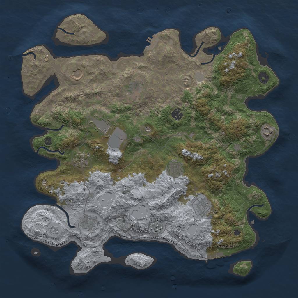 Rust Map: Procedural Map, Size: 3950, Seed: 32790921, 19 Monuments