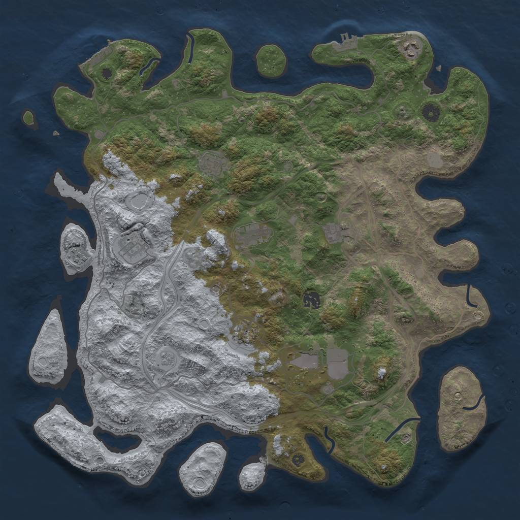 Rust Map: Procedural Map, Size: 4400, Seed: 44496005, 18 Monuments