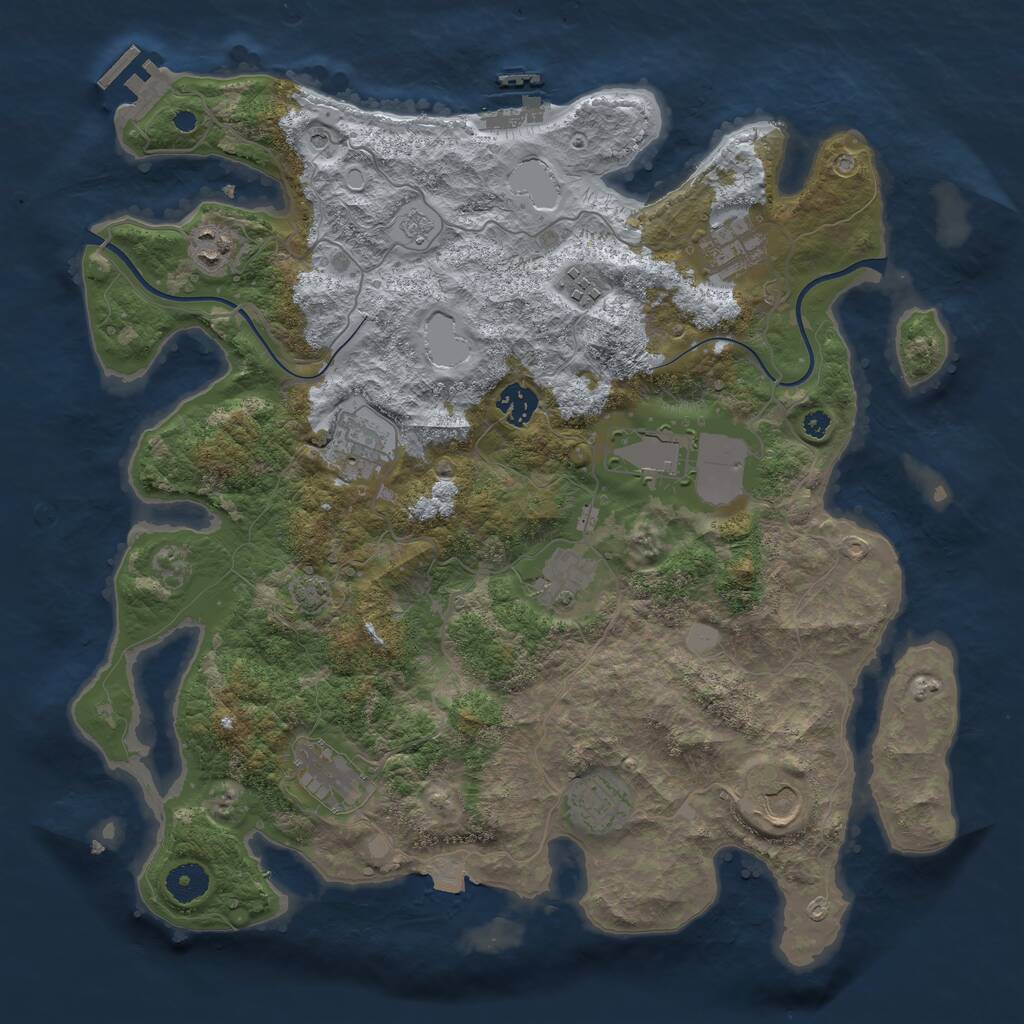 Rust Map: Procedural Map, Size: 3850, Seed: 638151715, 16 Monuments