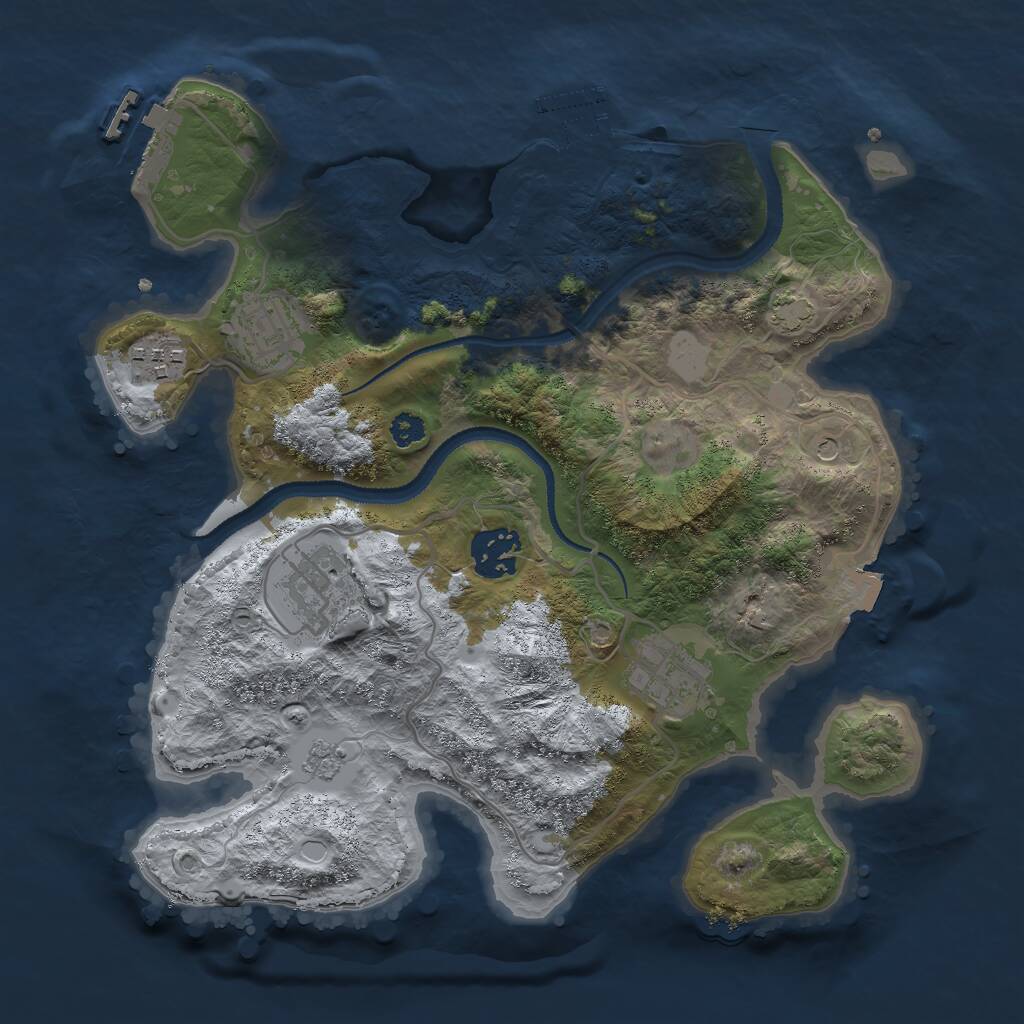 Rust Map: Procedural Map, Size: 3000, Seed: 6666, 11 Monuments
