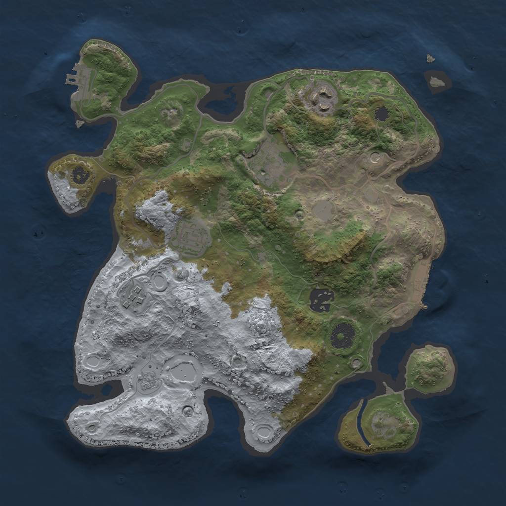 Rust Map: Procedural Map, Size: 3000, Seed: 6666, 14 Monuments