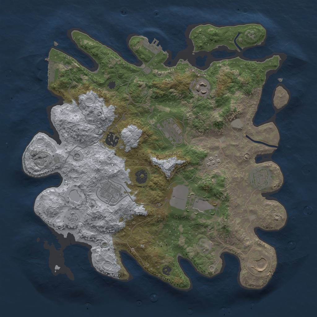 Rust Map: Procedural Map, Size: 3500, Seed: 7007, 17 Monuments