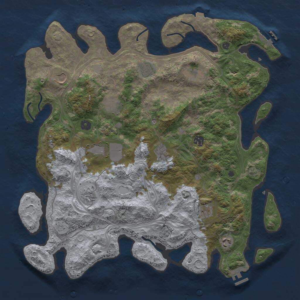 Rust Map: Procedural Map, Size: 4250, Seed: 721354914, 17 Monuments