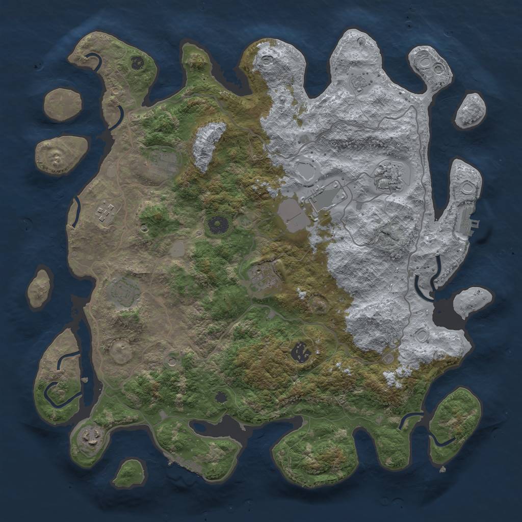 Rust Map: Procedural Map, Size: 4000, Seed: 687014032, 17 Monuments
