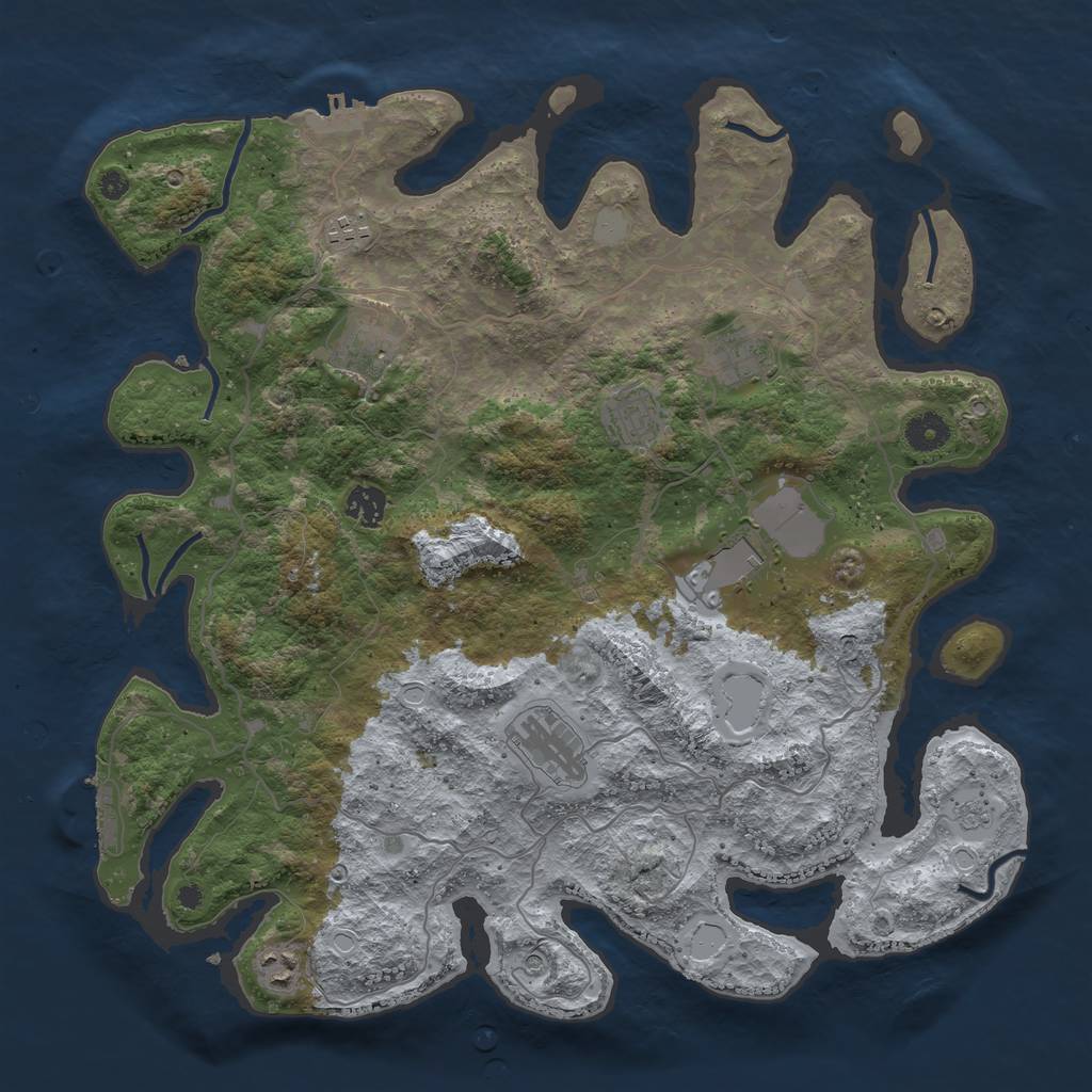 Rust Map: Procedural Map, Size: 4000, Seed: 114587045, 17 Monuments