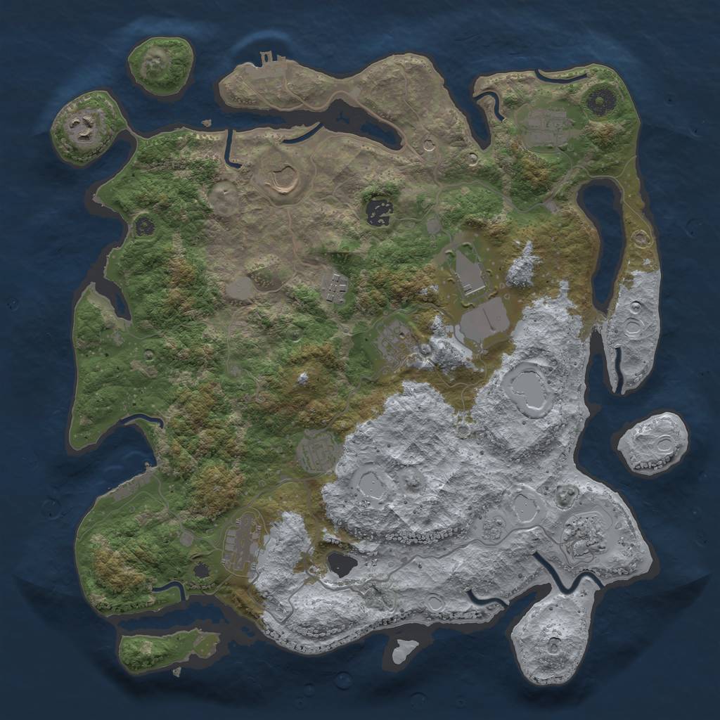 Rust Map: Procedural Map, Size: 3850, Seed: 238533497, 19 Monuments