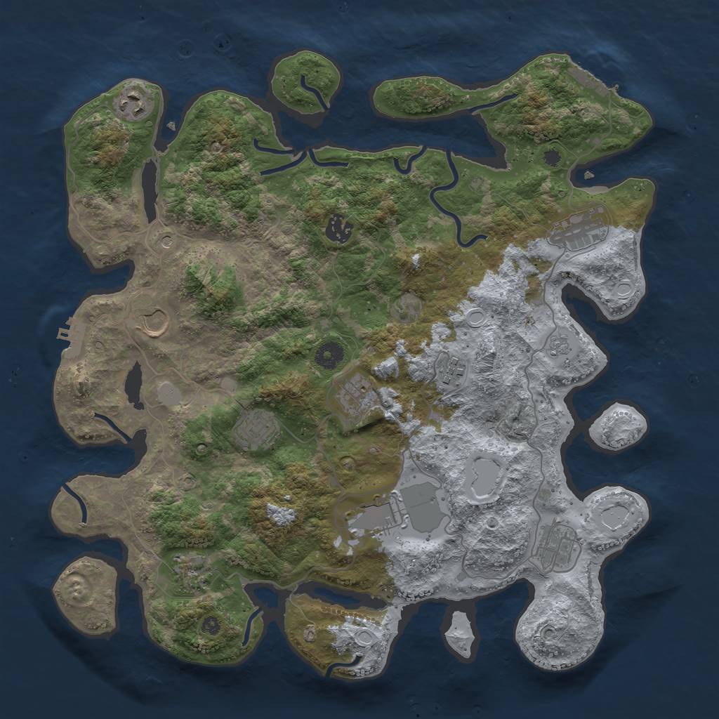 Rust Map: Procedural Map, Size: 3900, Seed: 3956701, 19 Monuments