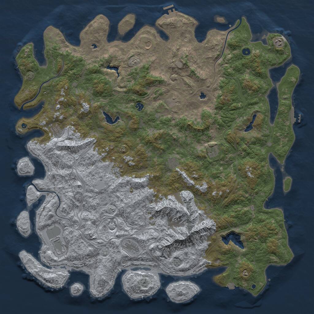Rust Map: Procedural Map, Size: 6000, Seed: 624948386, 17 Monuments