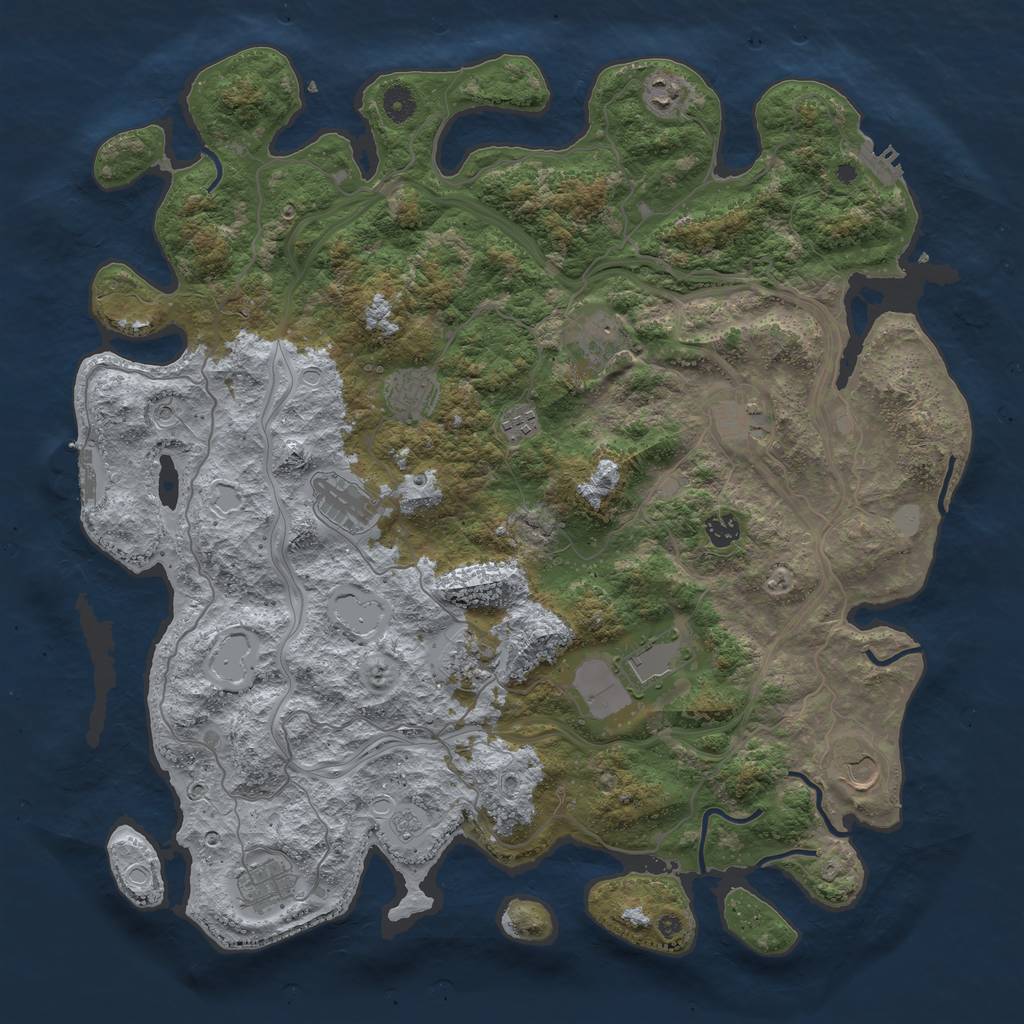 Rust Map: Procedural Map, Size: 4500, Seed: 71068411, 20 Monuments