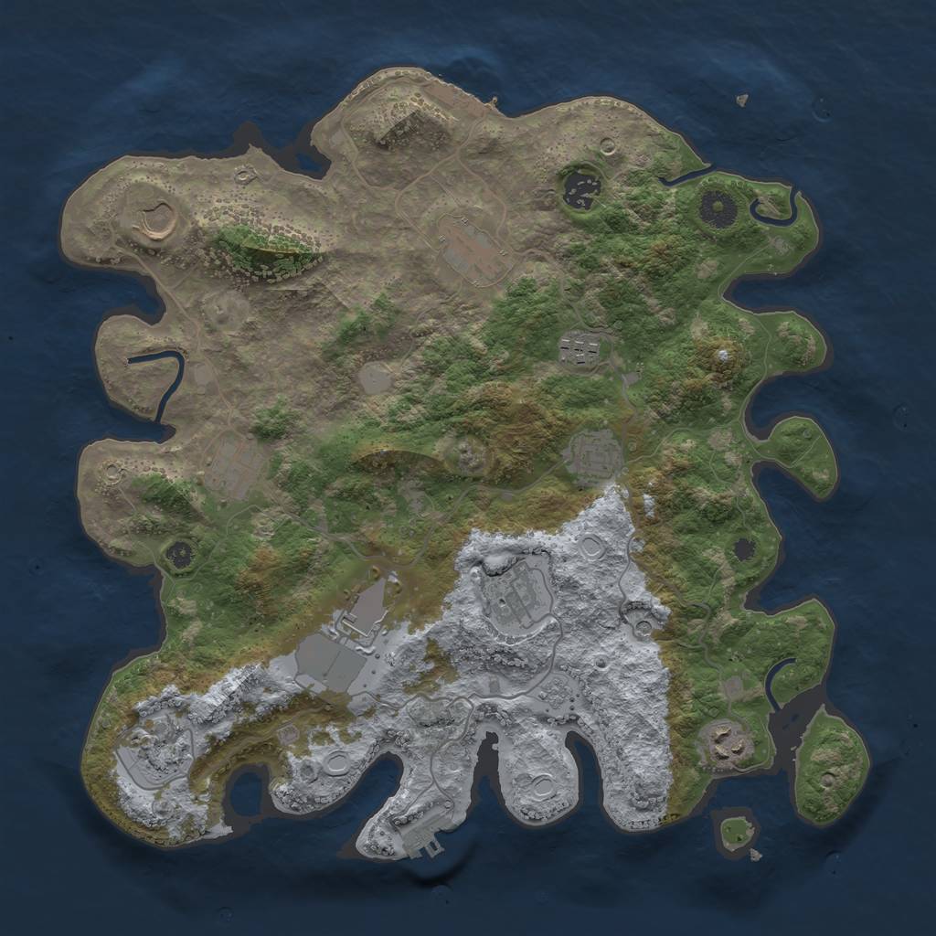 Rust Map: Procedural Map, Size: 3750, Seed: 66604623, 19 Monuments