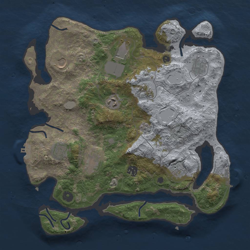 Rust Map: Procedural Map, Size: 3500, Seed: 650438982, 18 Monuments