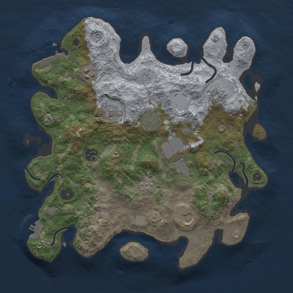 Rust Map: Procedural Map, Size: 3500, Seed: 211083900, 17 Monuments