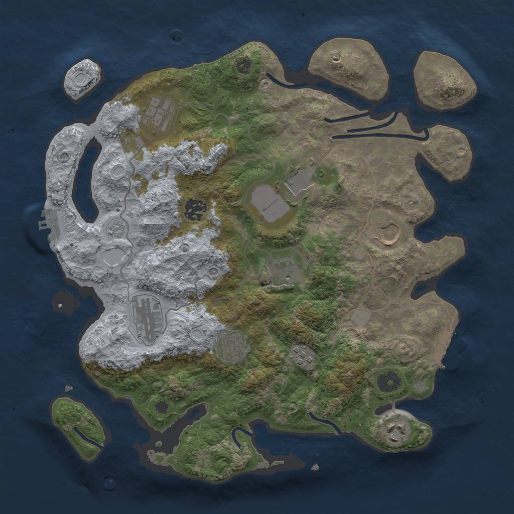 Rust Map: Procedural Map, Size: 3500, Seed: 6421, 18 Monuments