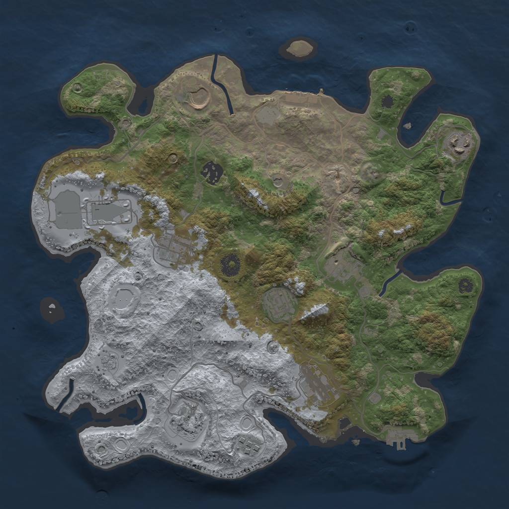 Rust Map: Procedural Map, Size: 3500, Seed: 606235765, 19 Monuments