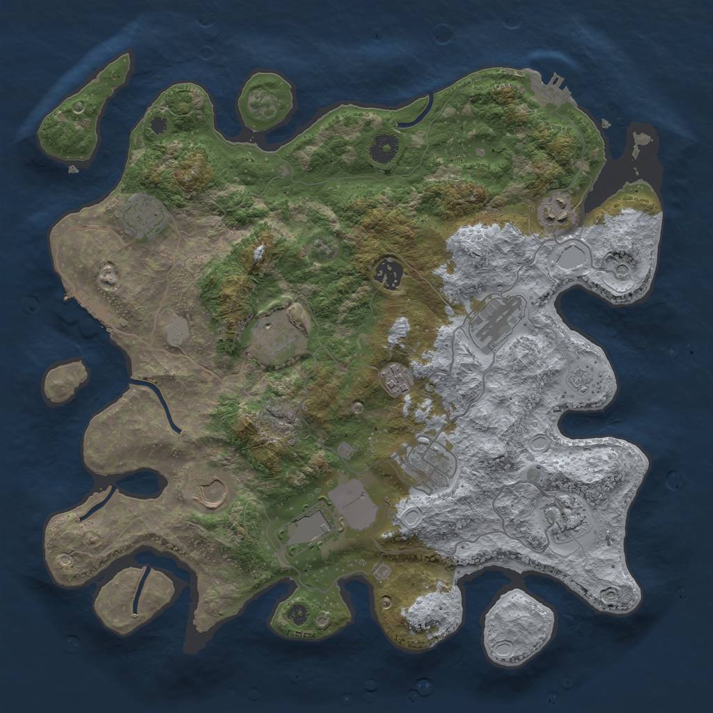 Rust Map: Procedural Map, Size: 3700, Seed: 25456426, 19 Monuments