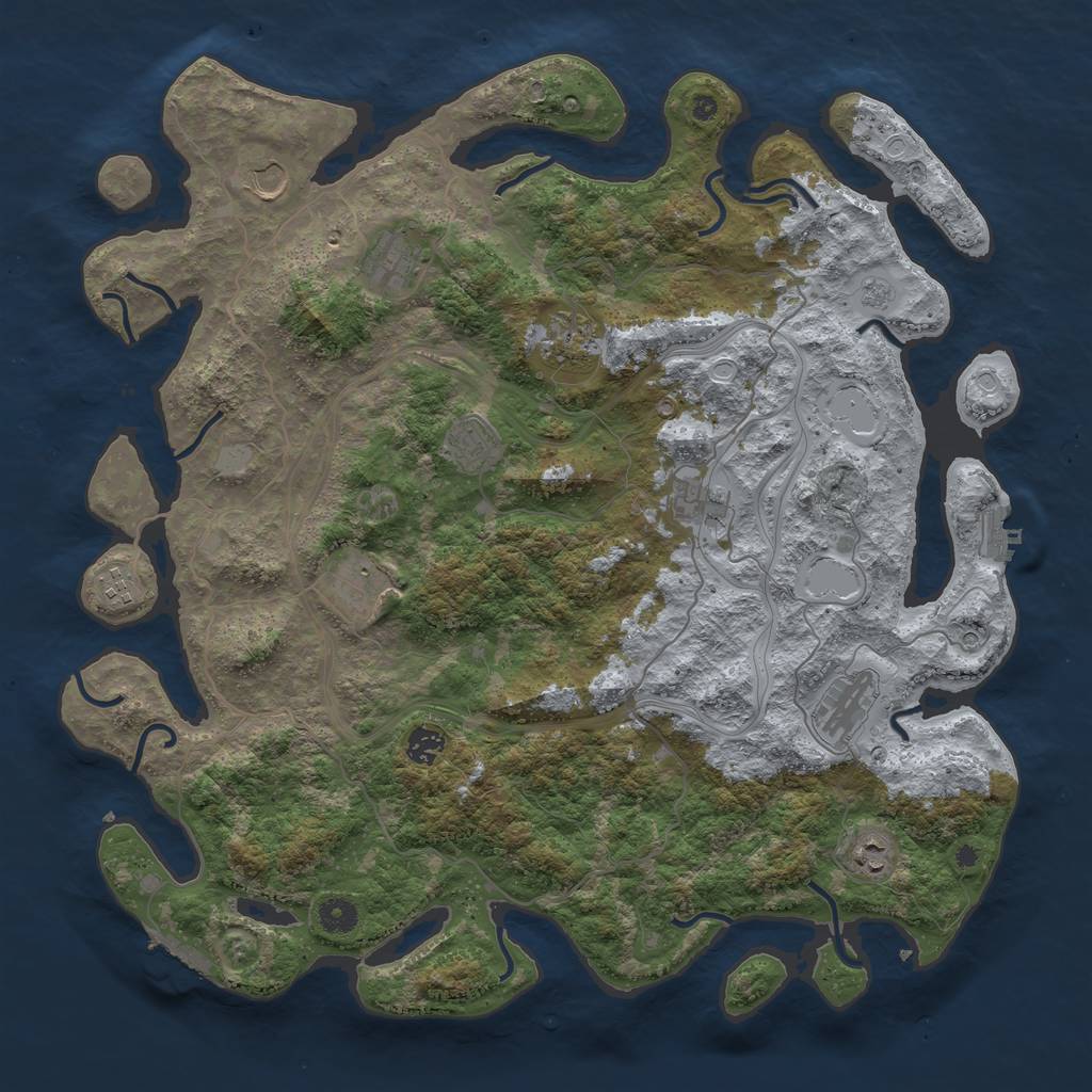 Rust Map: Procedural Map, Size: 4400, Seed: 49225622, 19 Monuments