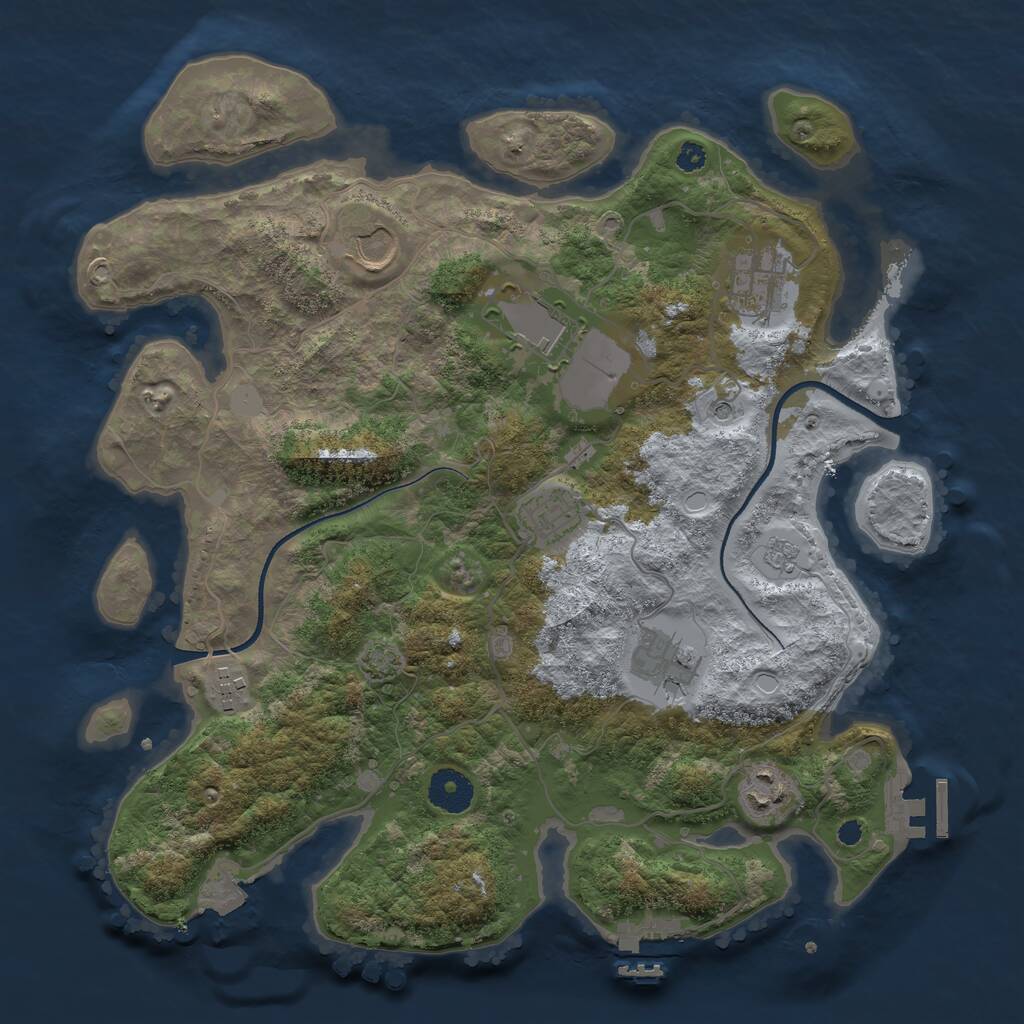 Rust Map: Procedural Map, Size: 3500, Seed: 376892920, 13 Monuments
