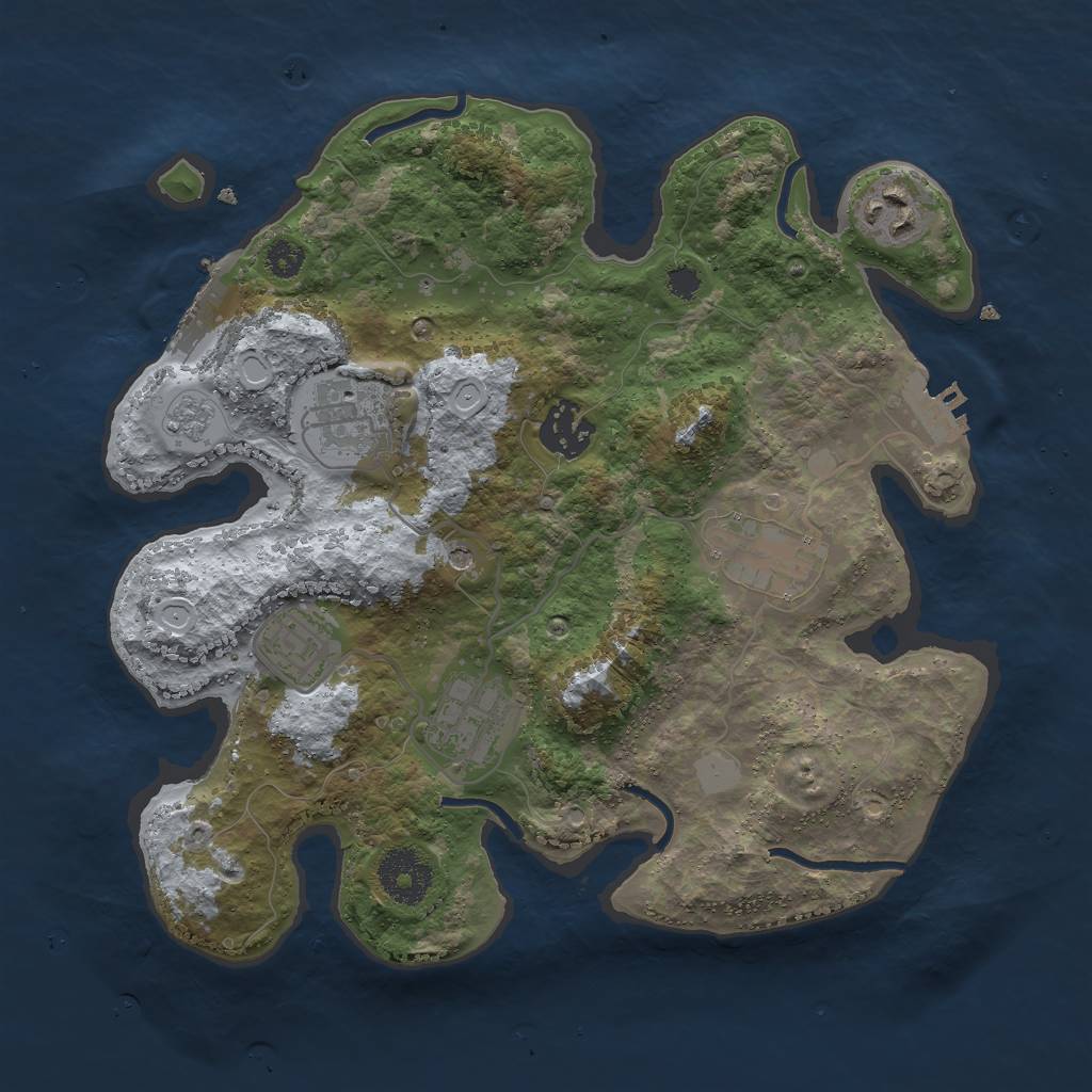 Rust Map: Procedural Map, Size: 3000, Seed: 2459, 15 Monuments