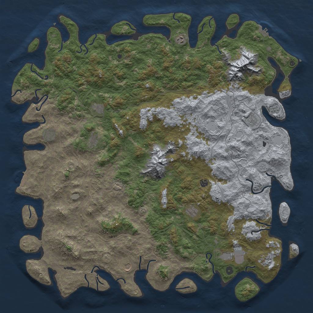 Rust Map: Procedural Map, Size: 6000, Seed: 908553071, 20 Monuments