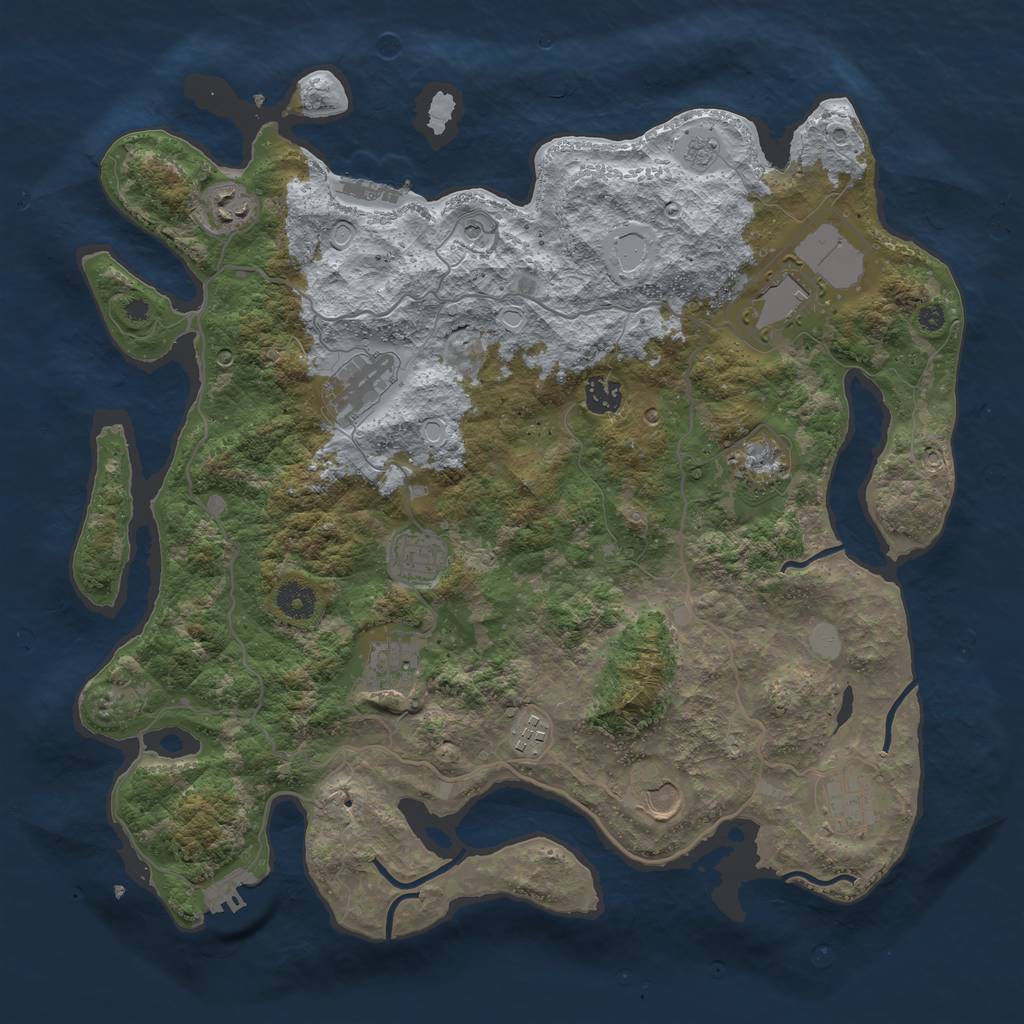 Rust Map: Procedural Map, Size: 4000, Seed: 439570850, 19 Monuments