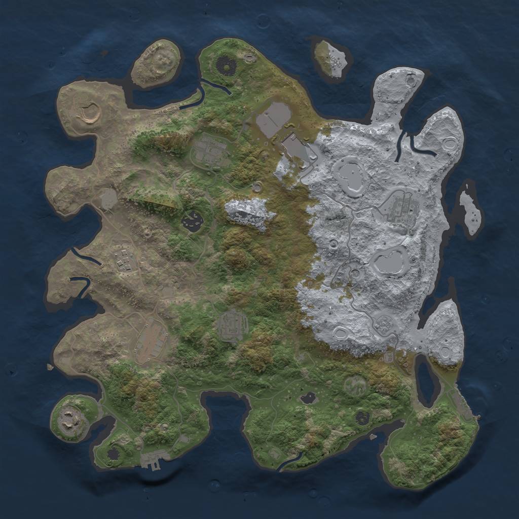 Rust Map: Procedural Map, Size: 3800, Seed: 12565, 18 Monuments