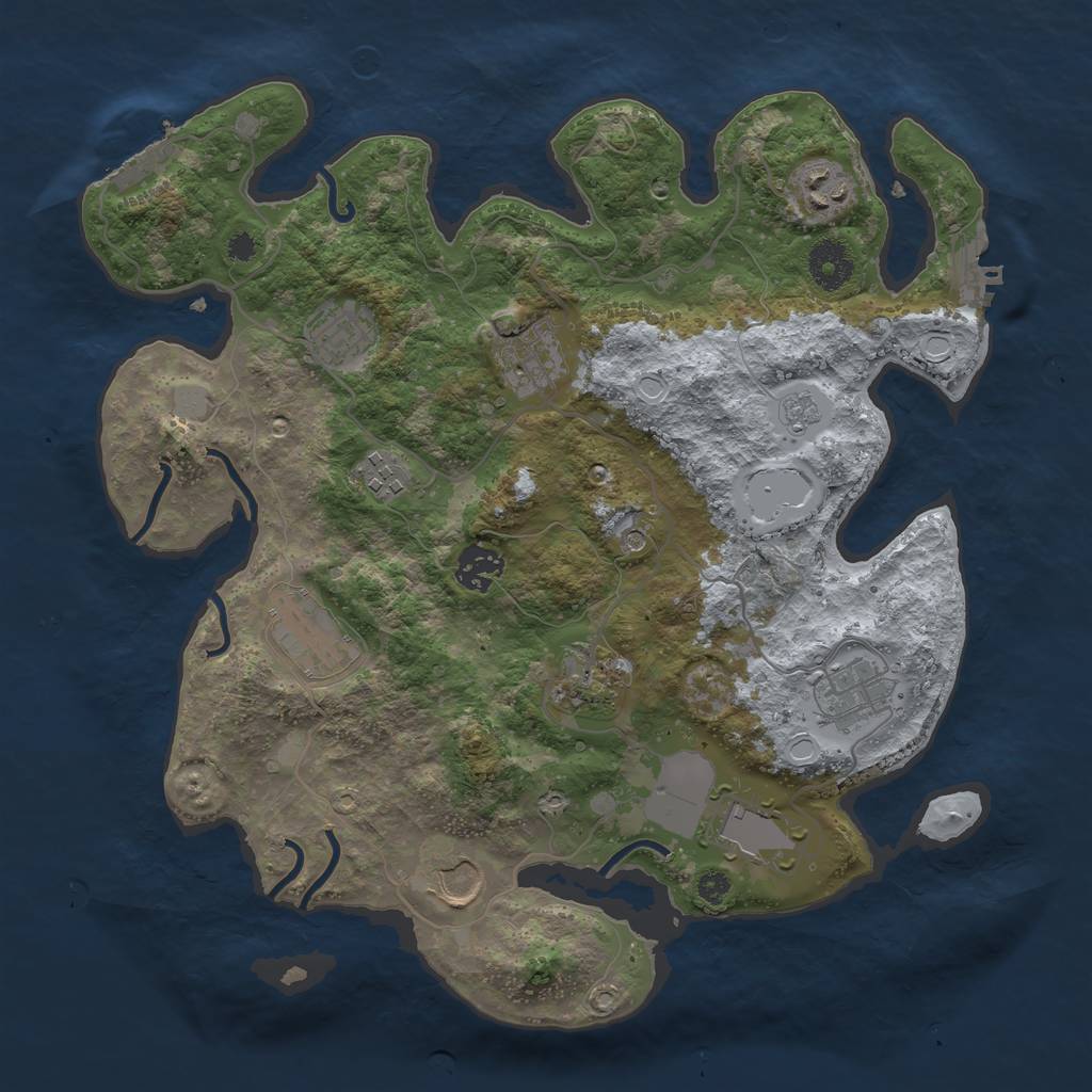 Rust Map: Procedural Map, Size: 3500, Seed: 485498254, 19 Monuments