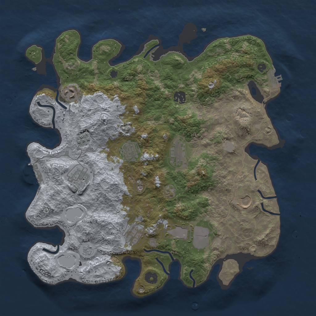 Rust Map: Procedural Map, Size: 3750, Seed: 259523859, 18 Monuments