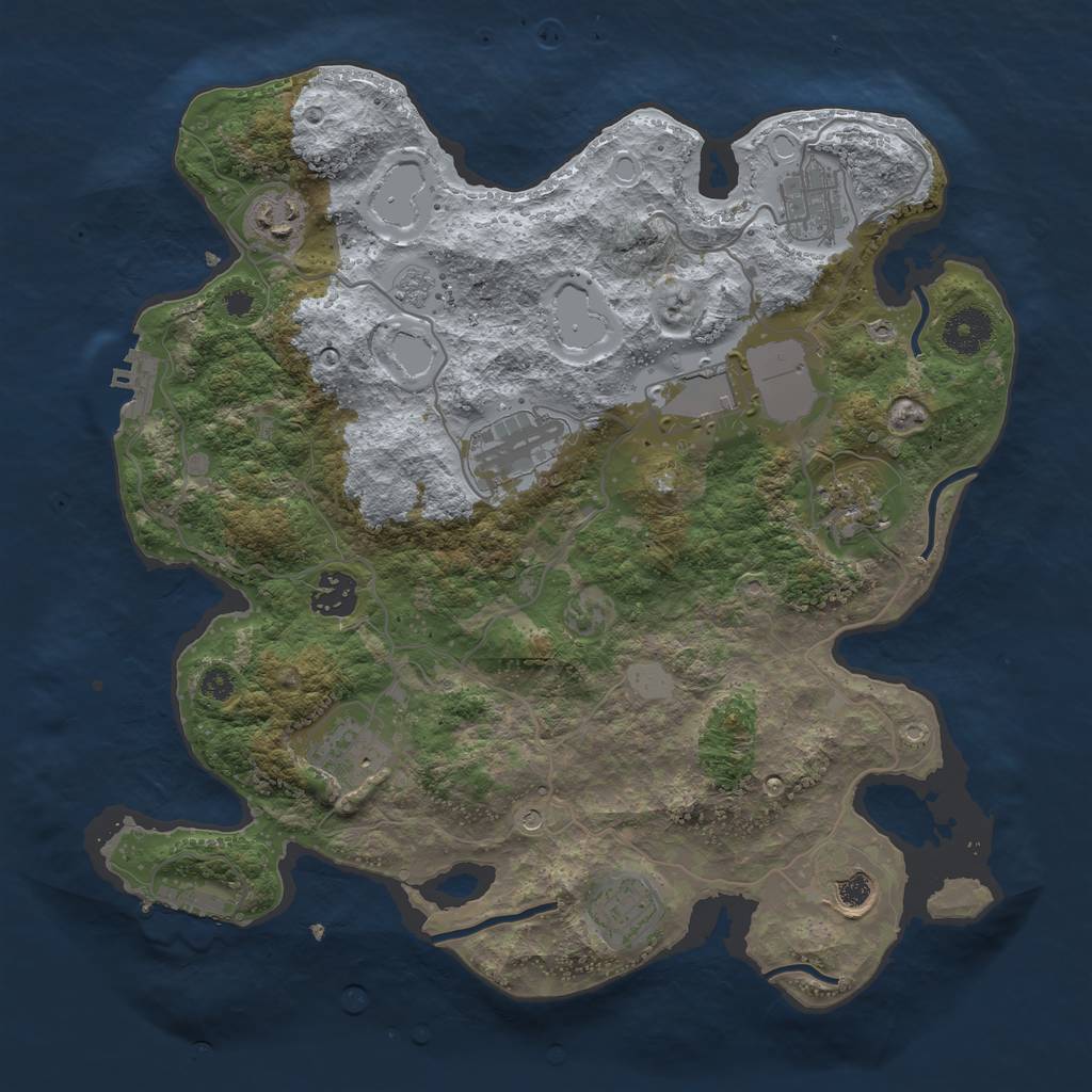Rust Map: Procedural Map, Size: 3500, Seed: 912513083, 18 Monuments