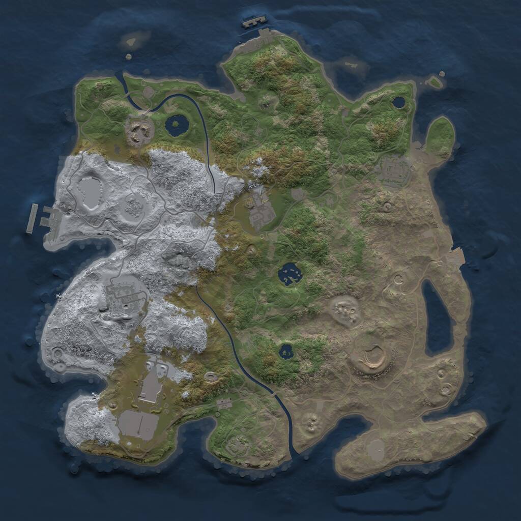 Rust Map: Procedural Map, Size: 3500, Seed: 1272631984, 13 Monuments