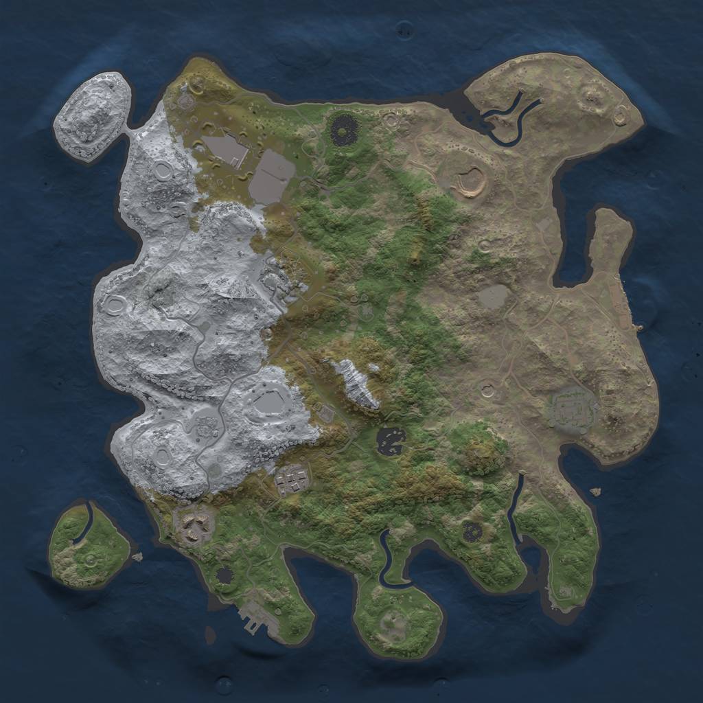 Rust Map: Procedural Map, Size: 3500, Seed: 35375452, 16 Monuments