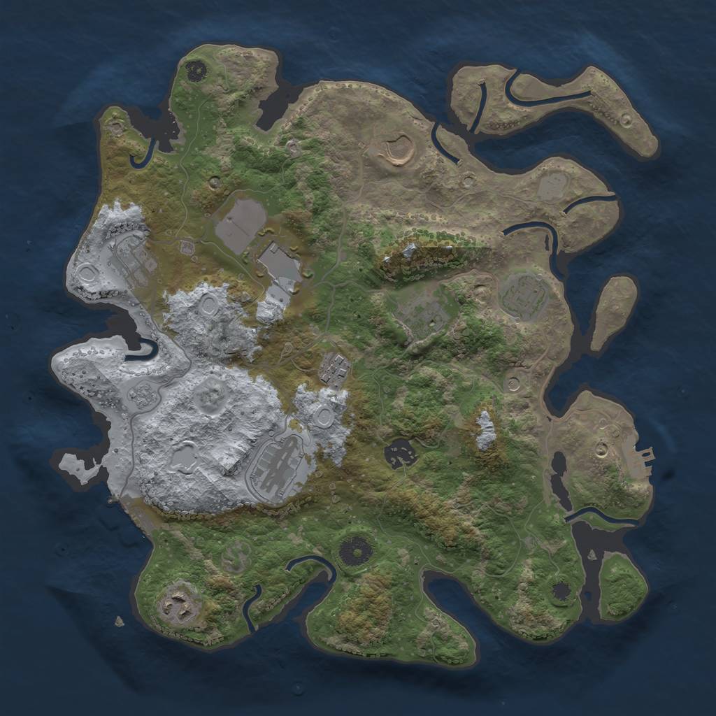 Rust Map: Procedural Map, Size: 3500, Seed: 111142863, 18 Monuments