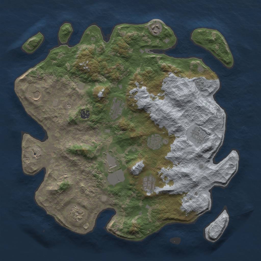 Rust Map: Barren, Size: 4000, Seed: 2055471581, 13 Monuments