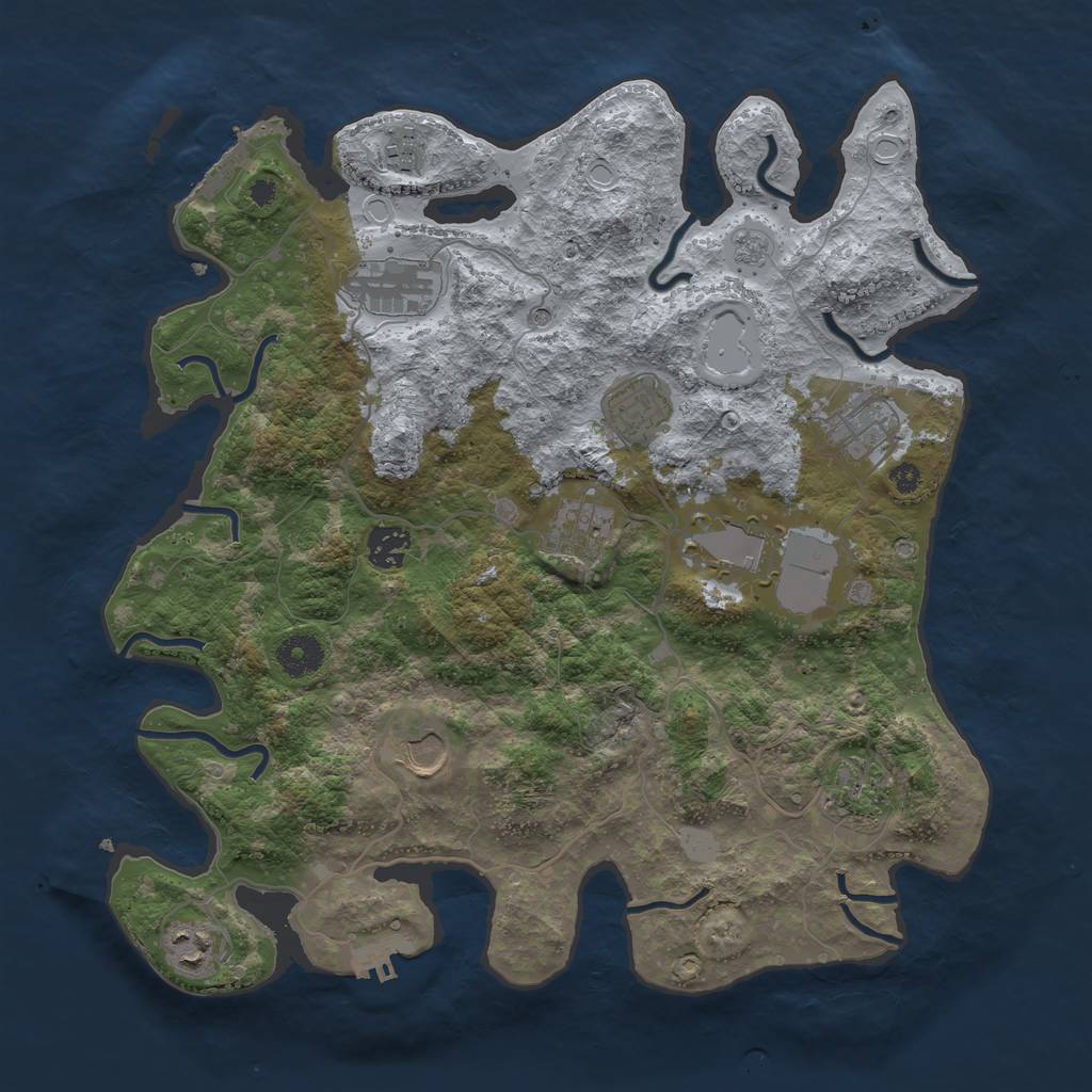 Rust Map: Procedural Map, Size: 3700, Seed: 1341284416, 19 Monuments