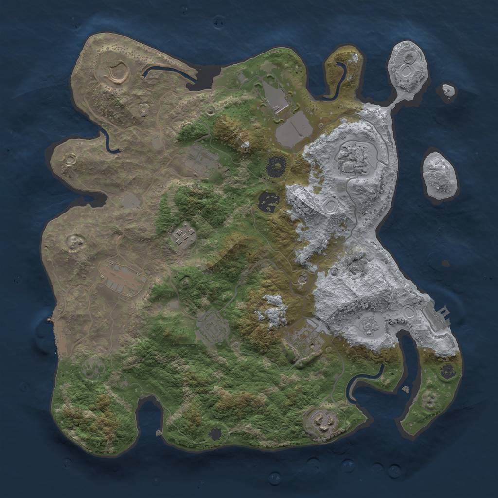 Rust Map: Procedural Map, Size: 3500, Seed: 1048349800, 19 Monuments