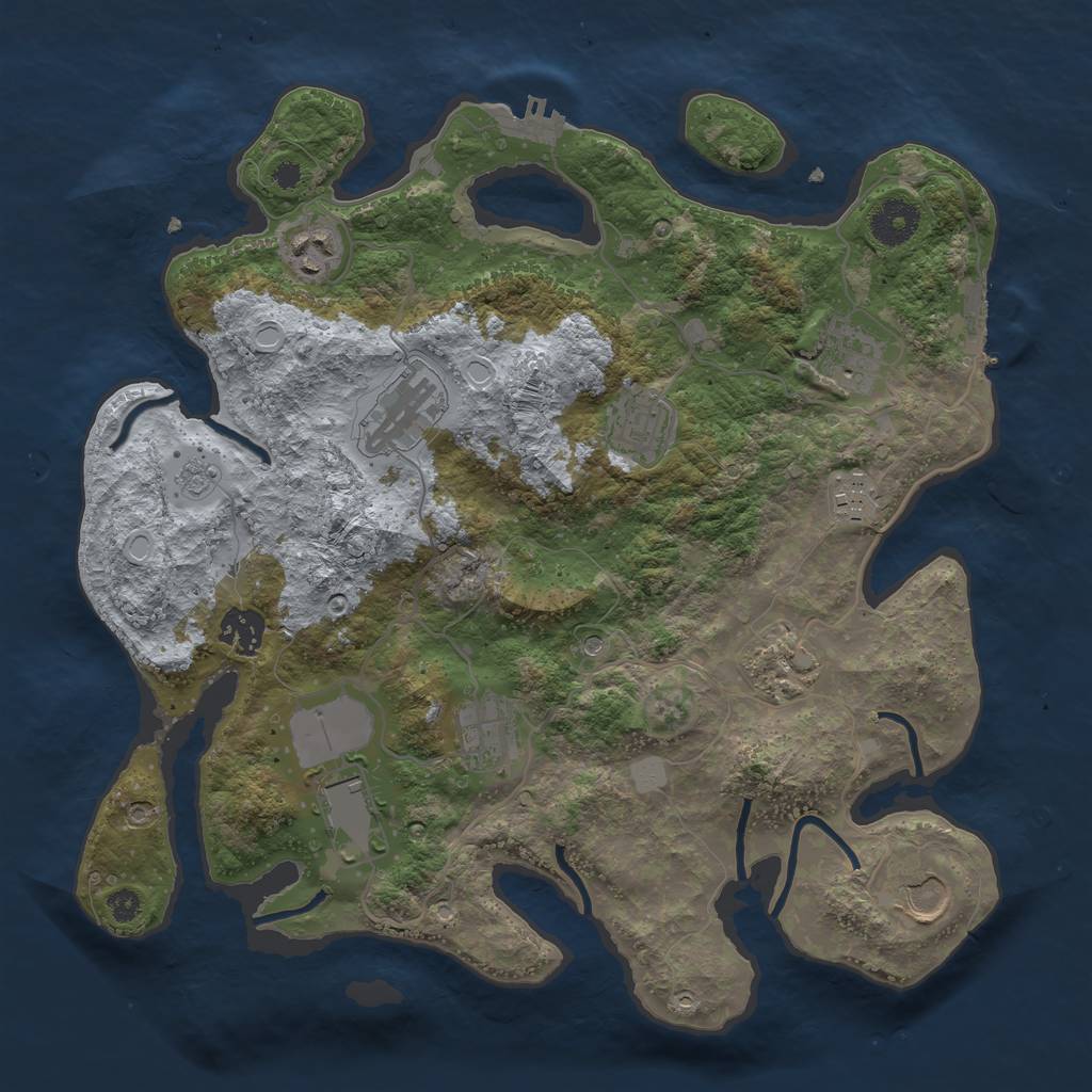 Rust Map: Procedural Map, Size: 3500, Seed: 25377012, 19 Monuments