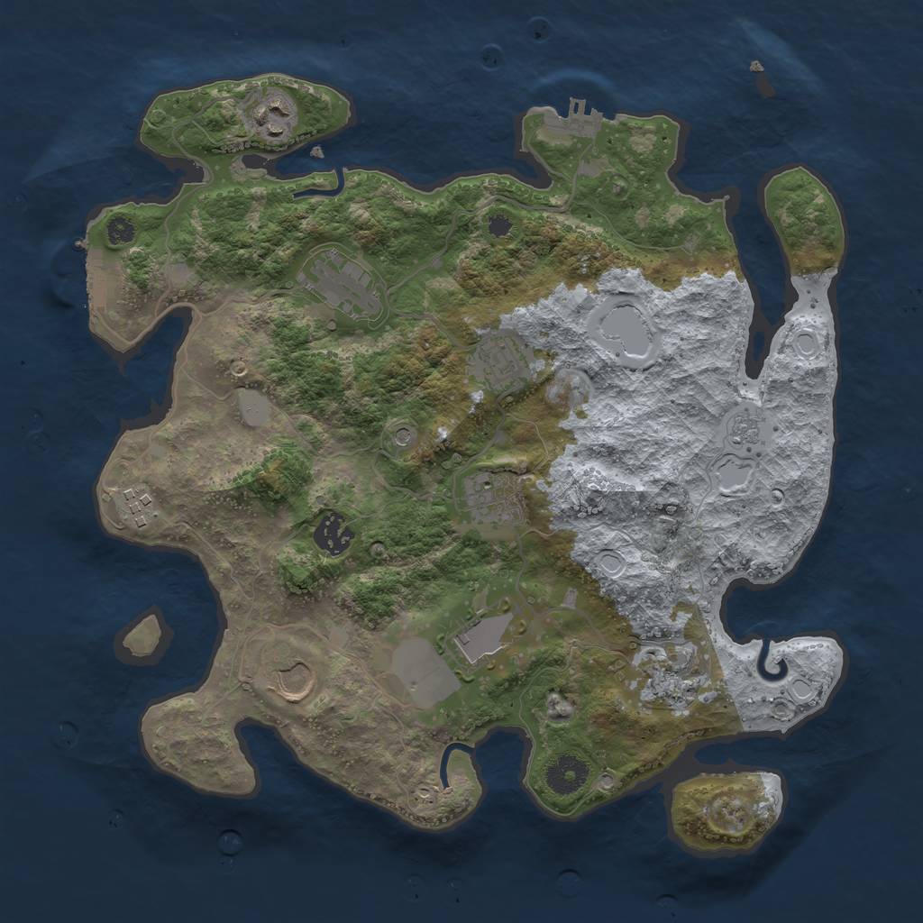 Rust Map: Procedural Map, Size: 3500, Seed: 1443187229, 18 Monuments