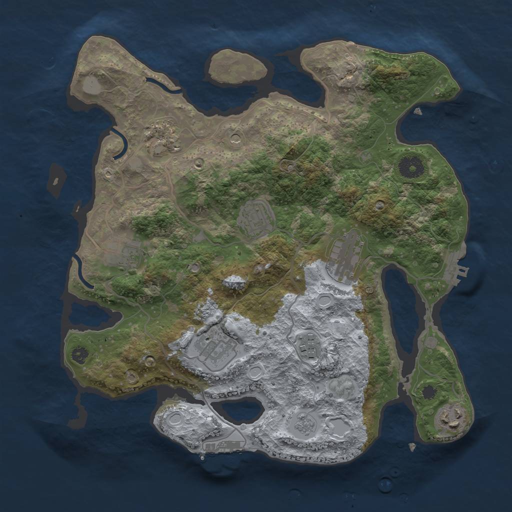 Rust Map: Procedural Map, Size: 3200, Seed: 2876, 16 Monuments